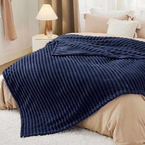 Bedsure GentleSoft Navy Fleece Blanket - Cozy Soft Couch Throw, Perfect for Women & Girls, 108x90 Inches