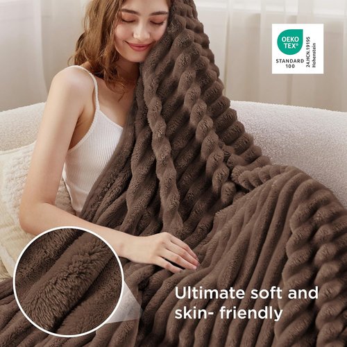 Bedsure GentleSoft Brown Fleece Blanket - Cozy 50x60 Inch Throw for Couch & Women’s Comfort