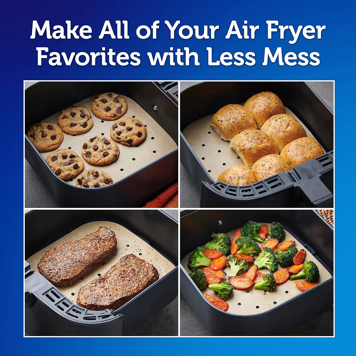 Reynolds Kitchens Air Fryer Liners - Disposable Unbleached Parchment Paper Sheets, 150 Count