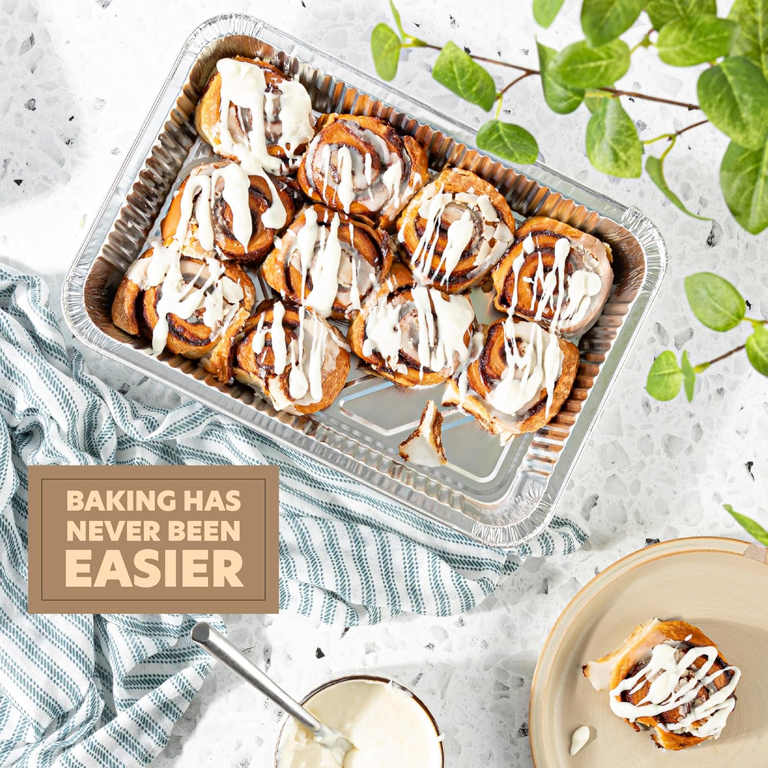 PlasticPro 12.5'' x 9'' Heavy-Duty Aluminum Disposable Pans - 10 Pack with Covers for Baking & Cooking