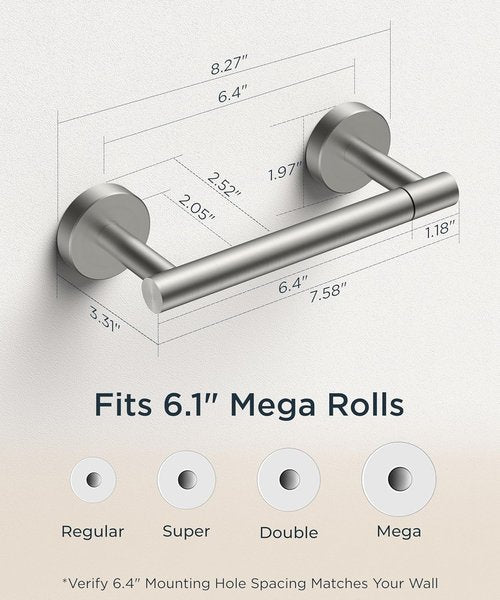FORIOUS Toilet Paper Holder - Stainless Steel Rustproof Double Post Pivoting Design for Bathroom