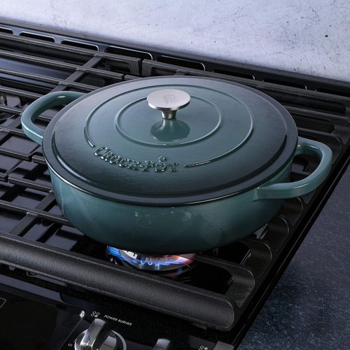 Crock-Pot Artisan Enameled Cast Iron Braiser with Lid - 5 Quart, Slate Gray Finish
