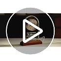 Engraved Glass Retirement Desk Clock with 3-Color LED Wooden Base