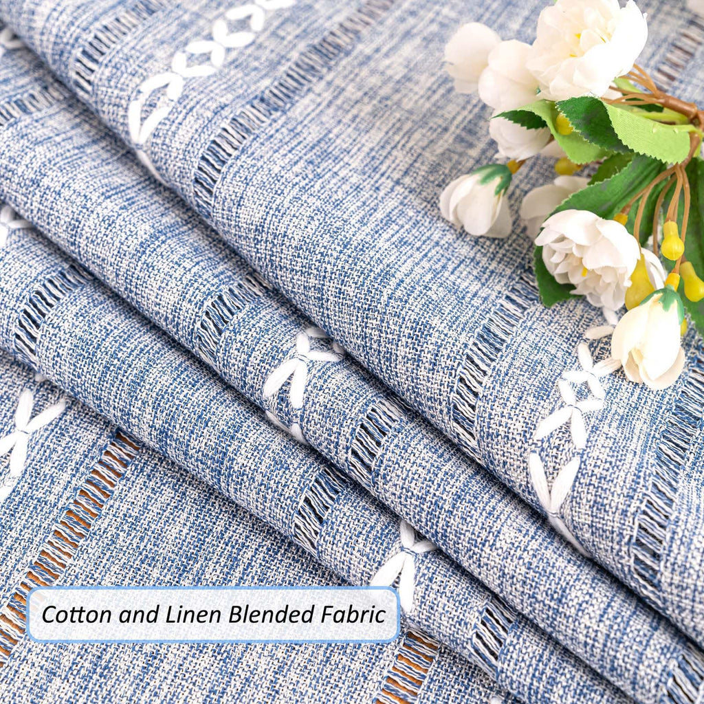 SIELUNO Rectangle Table Cloth Rustic Farmhouse Tablecloth Heavy Duty Cotton Linen Waterproof Wrinkle Free Table Cloths for Kitchen and Dining Room-Hollow Blue-Rectangle, 54"x86", 6-8 Seats