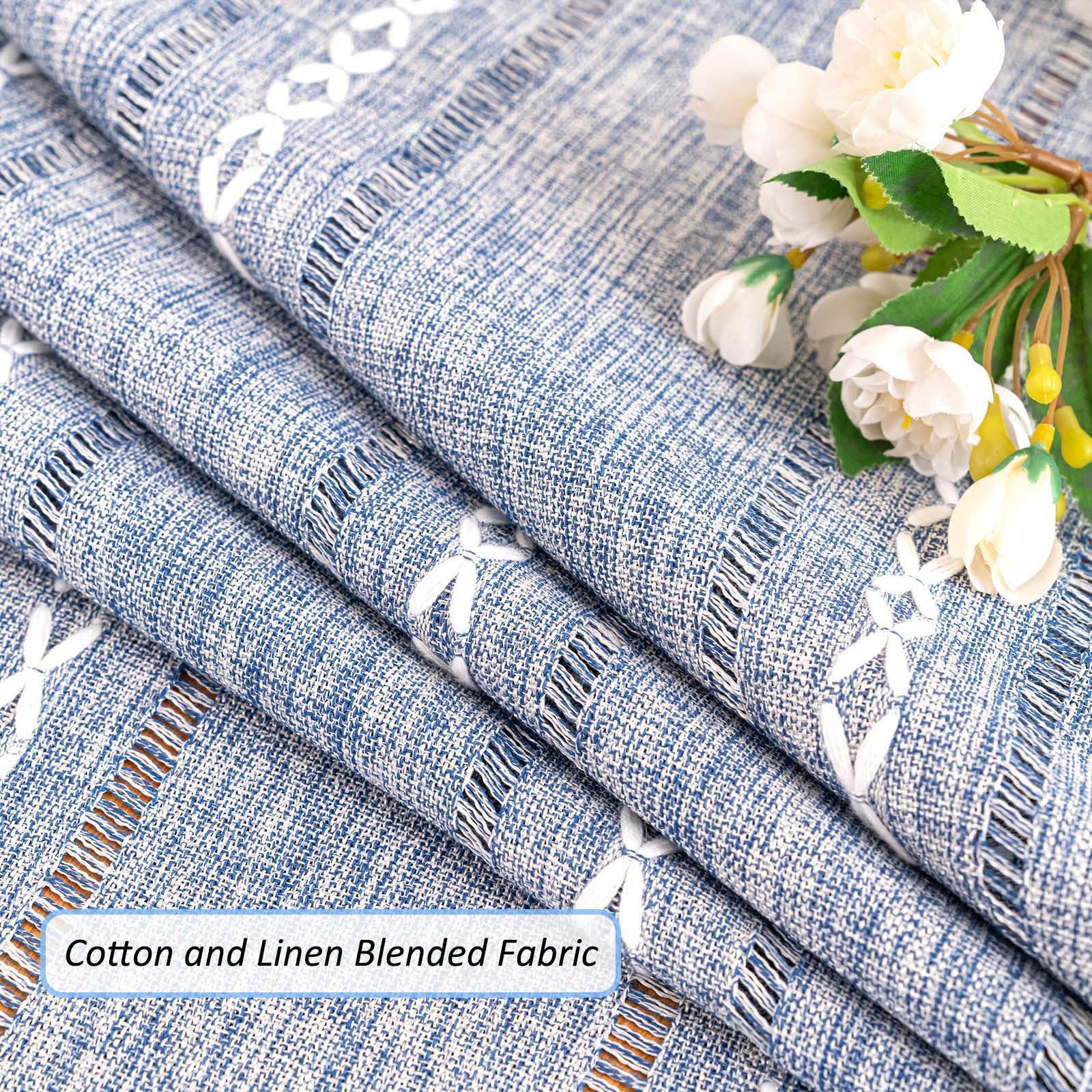 SIELUNO Rectangle Table Cloth Rustic Farmhouse Tablecloth Heavy Duty Cotton Linen Waterproof Wrinkle Free Table Cloths for Kitchen and Dining Room-Hollow Blue-Rectangle, 54"x86", 6-8 Seats