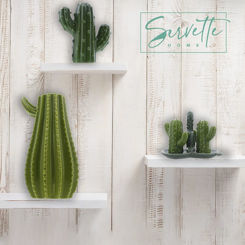 Ceramic Salt & Pepper Shakers Collectors Kitchen Décor with Tray - Cactus