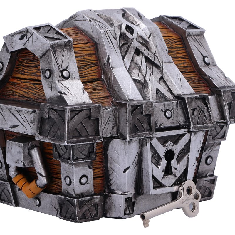 Nemesis Now World of Warcraft Silverbound Treasure Chest Box 10.5cm, Resin, Silver/Brown, Official World of Warcraft Merch, Treasure Chest Box, Gaming Controller Box