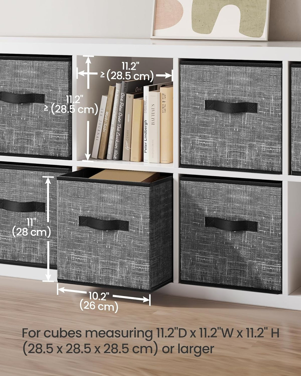 SONGMICS Storage Cubes - 11-Inch Foldable Non-Woven Fabric Bins | Set of 6 Closet Organizers in Classic Black