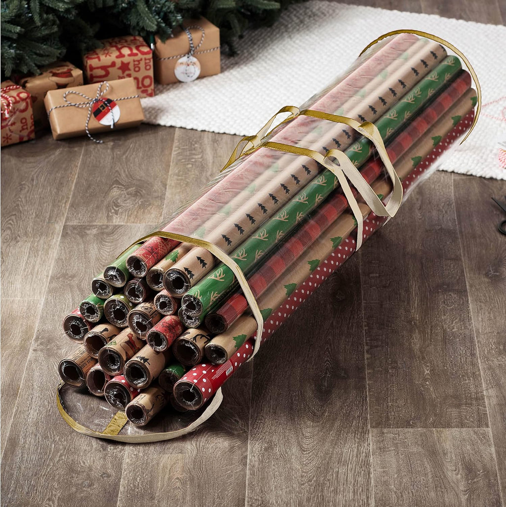 ZOBER Wrapping Paper Storage Container - 40-Inch Waterproof Organizer for 25 Rolls