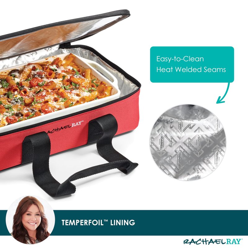 Rachael Ray Lasagna Lugger, Thermal Insulated Casserole Carrier for Hot or Cold Food, Lugger Tote for Potluck, Parties, Picnic, and Cookouts, Fits 9" x 13" Baking Dish, Buffalo Check