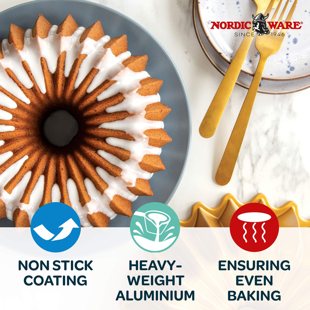 Nordic Ware Brilliance Bundt Pan Gold Ultimate Bundt Cleaning Tool Bundle