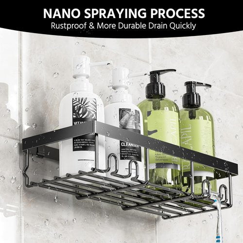 Moforoco Shower Caddy Basket Shelf - 3-Pack Rustproof Black Bathroom Organizer with Soap Holder