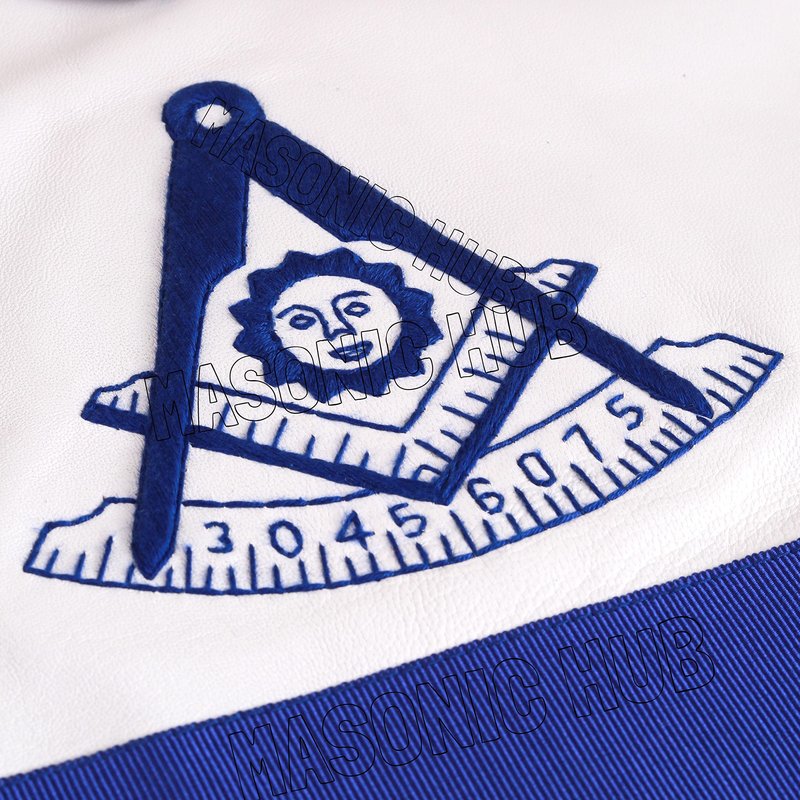 MasonicHub Blue Lodge Past Master Mason Apron Hand Embroidered with Square & Compass 100% Lambskin Past Master Masonic Apron