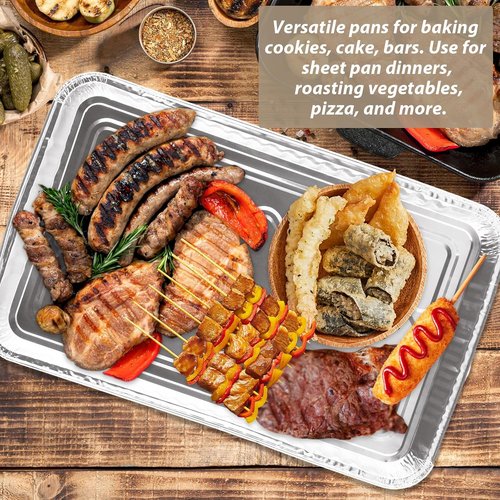 CYEAH Cookie Sheets - 50 Pcs Durable Nonstick Aluminum Foil Pans | 12.6 x 8 in for BBQ & Camping