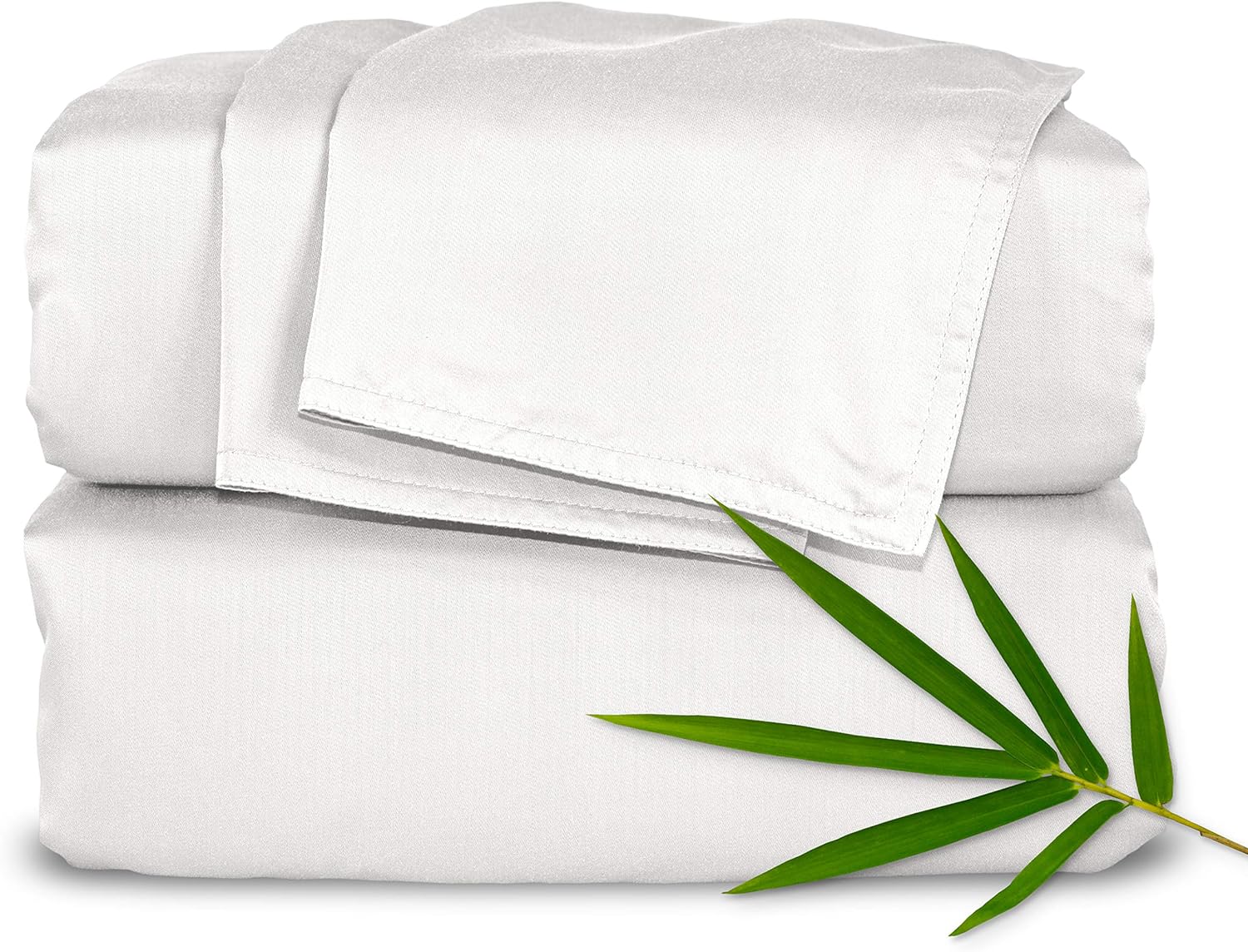 Pure Bamboo Queen Sheets - Luxuriously Soft & Cooling 100% Organic Viscose Bed Sheet Set | White, Double Stitching