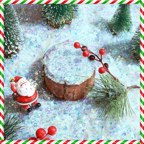 Aoriher Artificial Snow | Sparkling Blue Glitter Flake Snow for Christmas Crafts & Decor (0.55 lb)