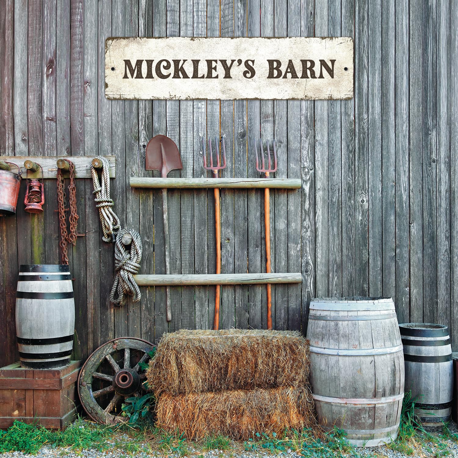 Rustic Custom Sign - Personalized Metal Sign for Him | Man Cave Decor, 6x24 Inches, Fade Resistant