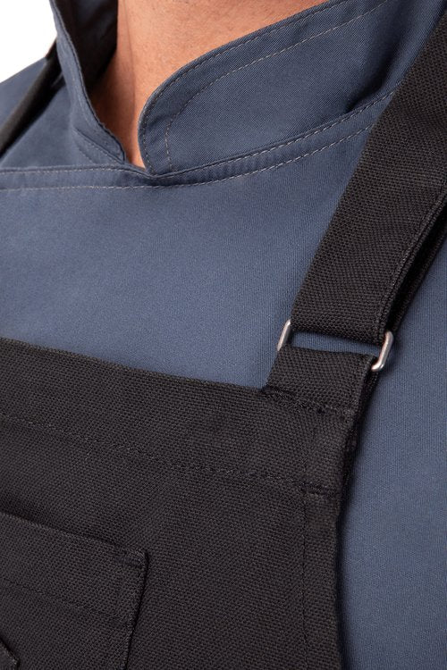 Chef Works Unisex Rockford Chefs Bib Apron, Steel Grey, One Size