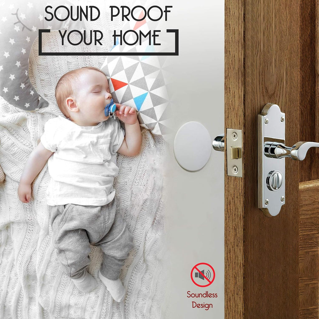 Skiennix Door Stoppers - Large 3.15" Silicone Wall Protectors | Strong Adhesive & Shock Absorbent - 4 Pack - White