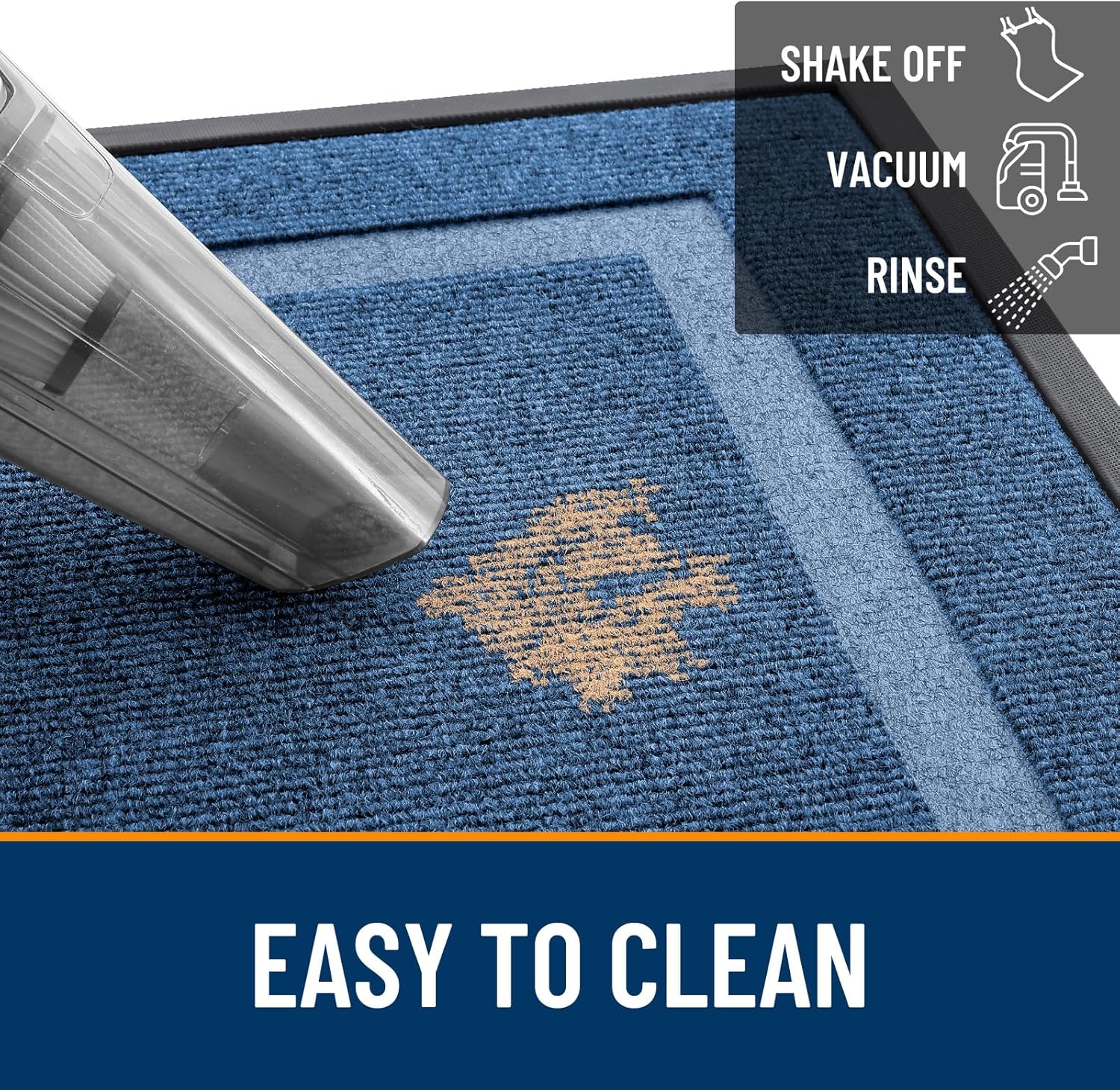 OLANLY Waterproof All-Season Front Door Mat - Sturdy Natural Rubber, Easy Clean, 33x21, Light Blue
