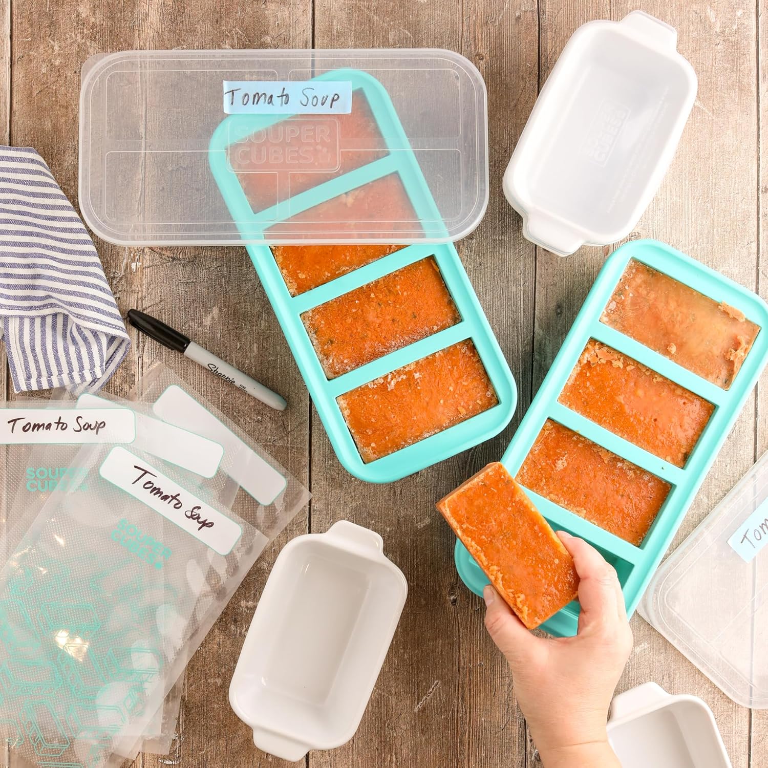 Souper Cubes Pint Vacuum Sealer Bags - 100-Count BPA-Free Precut for Meal Prep & Freezing | 6” x 10”