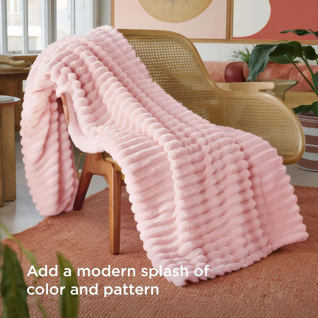 Bedsure GentleSoft Twin Blanket - Super Soft Coral Pink Fleece for Couch | Cozy 60x80 Inches