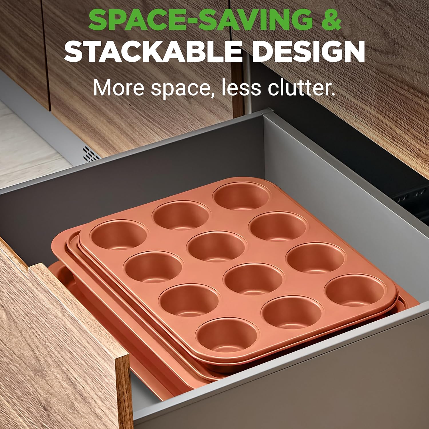 NutriChef 10-Piece Baking Pans Set - Non-Stick Carbon Steel Bakeware, Dishwasher Safe & PFOA Free