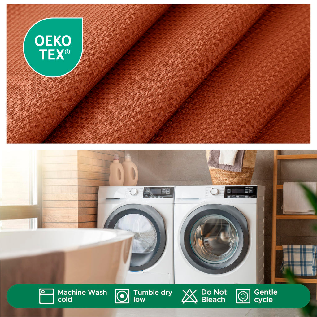 Biscaynebay Fall Tablecloth Textured Fabric Round Tablecloths 90", Rust Thanksgiving Autumn Harvest Water Resistant Fabric Tablecloths for Kitchen, Dining, Wedding, Parties Machine Washable