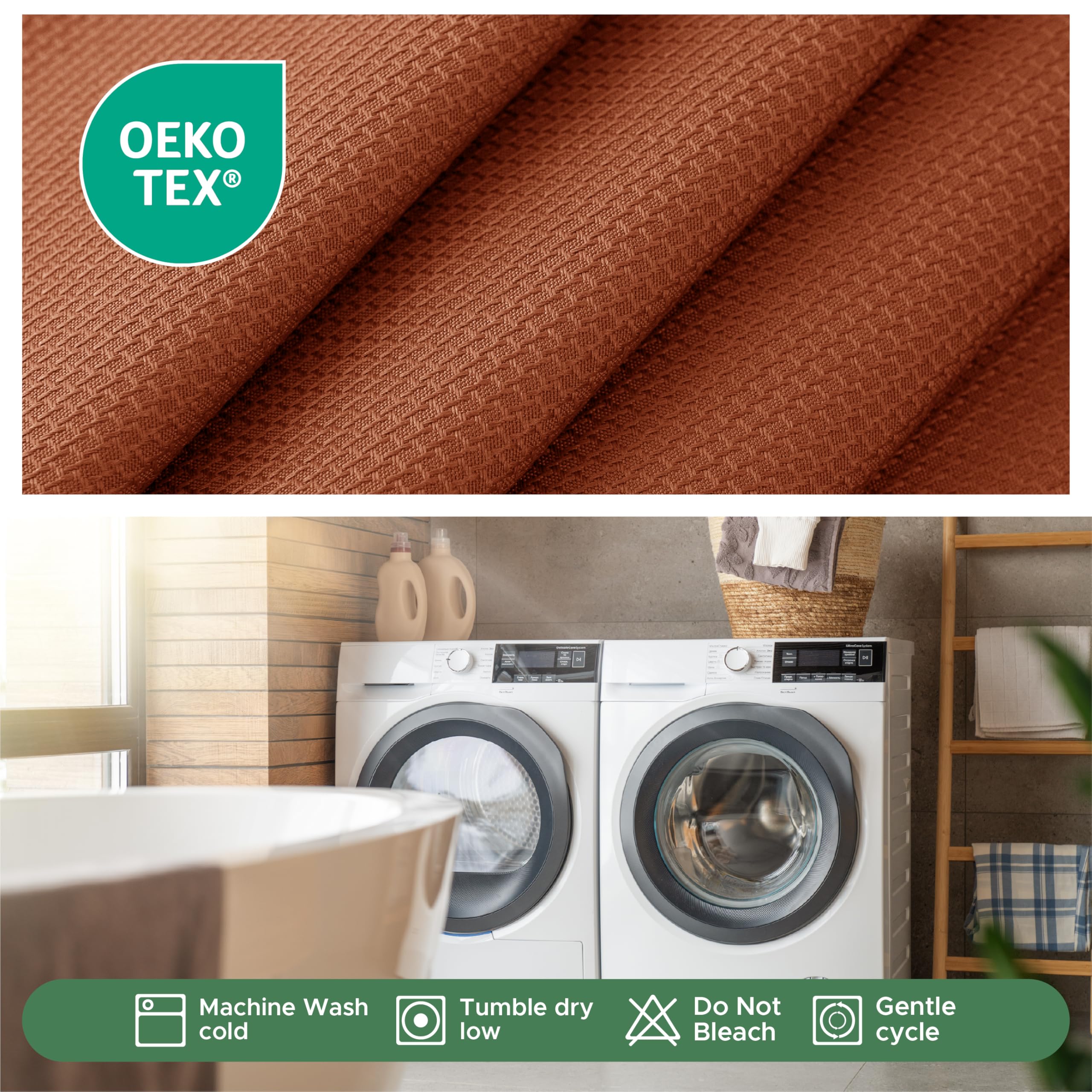 Biscaynebay Fall Tablecloth Textured Fabric Round Tablecloths 90", Rust Thanksgiving Autumn Harvest Water Resistant Fabric Tablecloths for Kitchen, Dining, Wedding, Parties Machine Washable