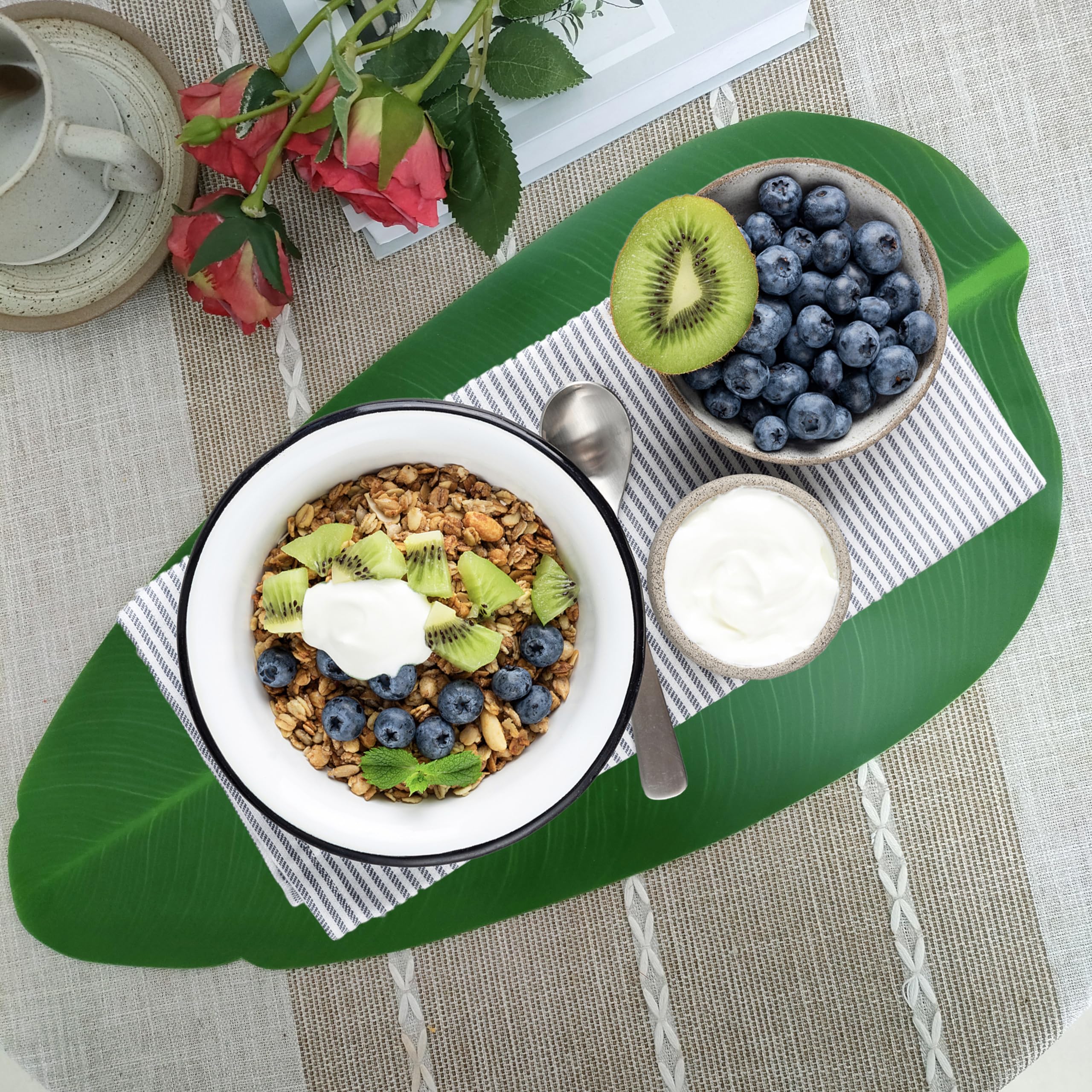 Large Rubber Banana Leaves, Leaf Placemats, 26 Pcs Artificial Heavyweight Banana Leaf Decoration for Hawaiian Party Jungle Adventure Theme Party Decor Table Runner Centerpieces Placemat 21.4'‘…