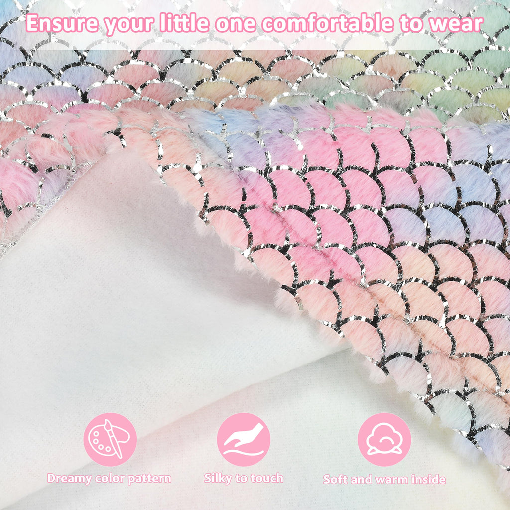 Catalonia Mermaid Blanket for Kids, Soft Plush Sleeping Snuggly Tail Blanket,Fish Scale Pattern, Mermaid Gift for Girls