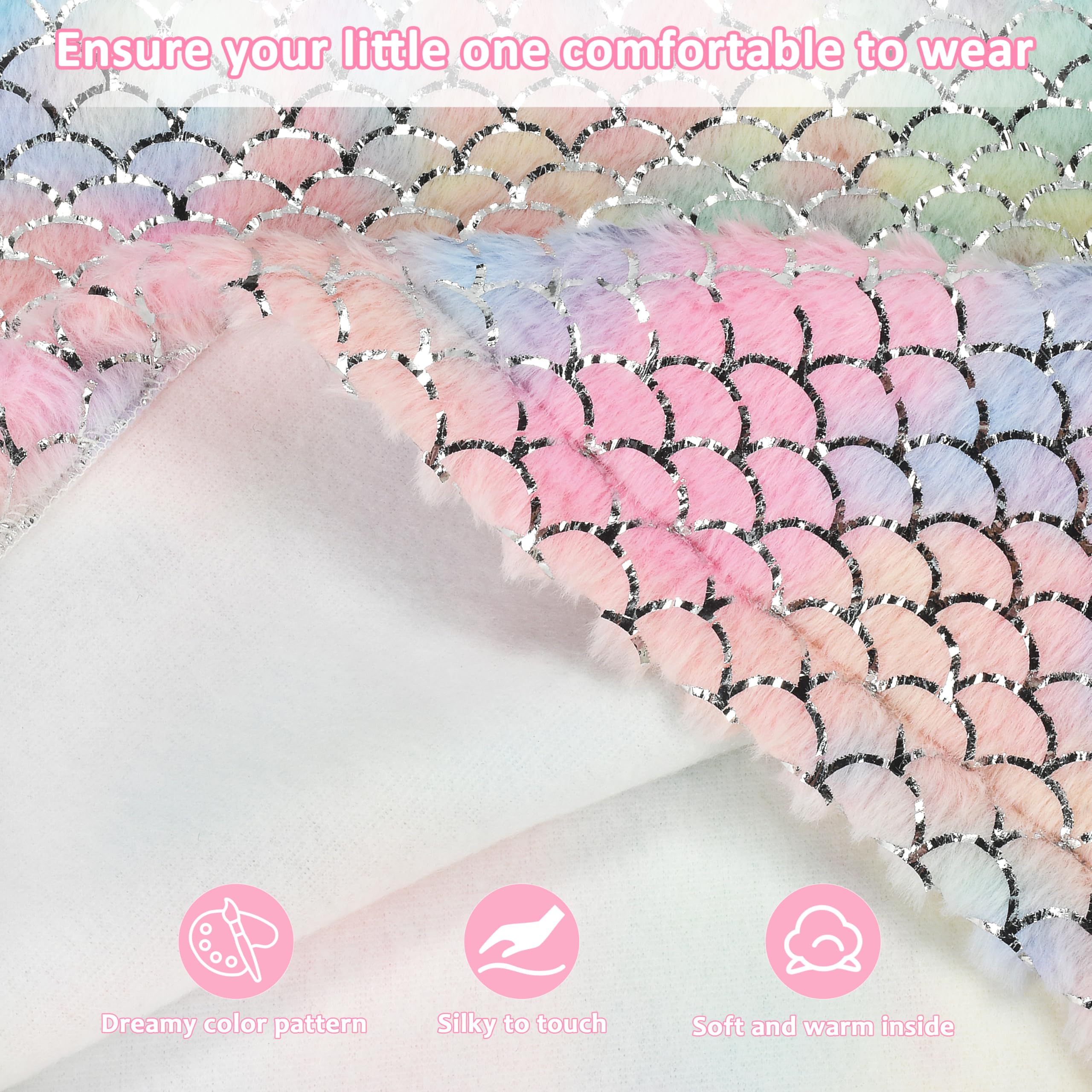 Catalonia Mermaid Blanket for Kids, Soft Plush Sleeping Snuggly Tail Blanket,Fish Scale Pattern, Mermaid Gift for Girls