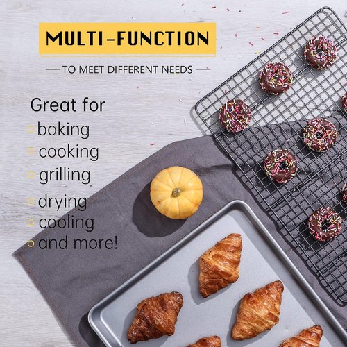 HONGBAKE Nonstick Baking Sheet with Rack - 13'' x 18'' Commercial Half Cookie Pan & Cooling Rack