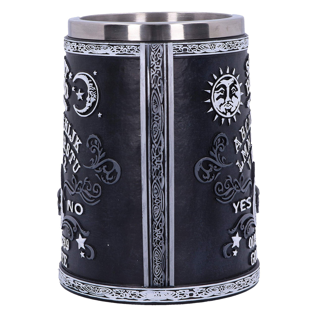 Nemesis Now Black and White Spirit Board Tankard Mug, Resin w/stainless steel insert, 14.5cm