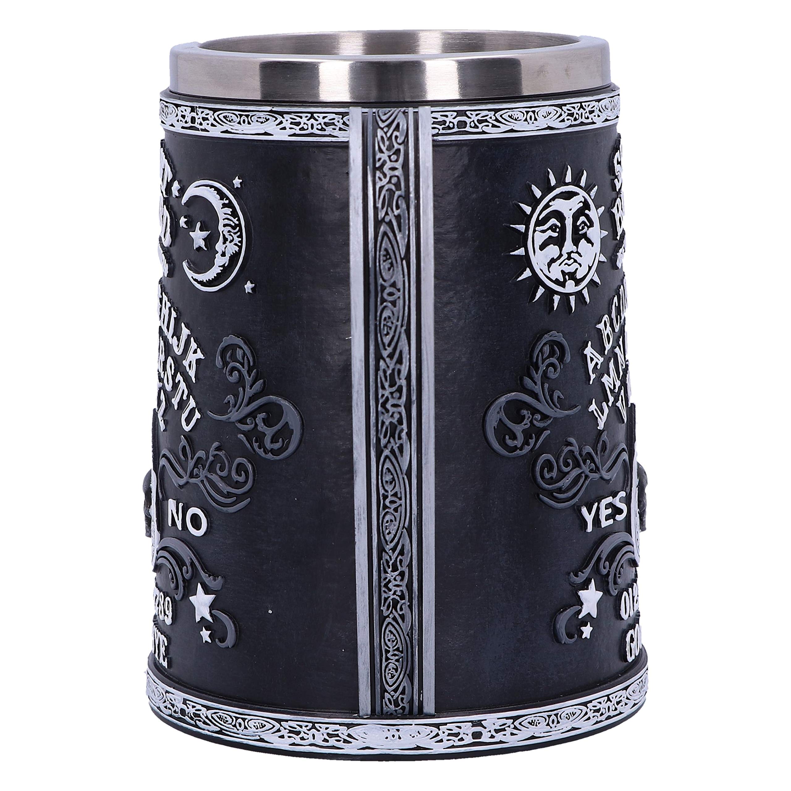 Nemesis Now Black and White Spirit Board Tankard Mug, Resin w/stainless steel insert, 14.5cm