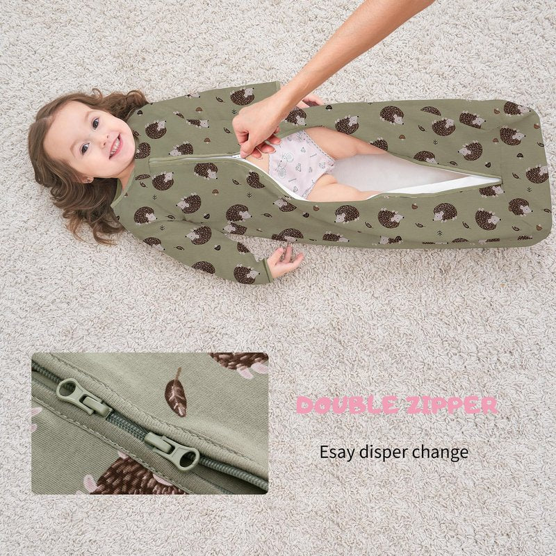 Miracle Baby Sleep Sack with Long Sleeve, 100% Breathable Cotton Wearable Blanket with Two-Way Zipper for Infants 0–18 Months