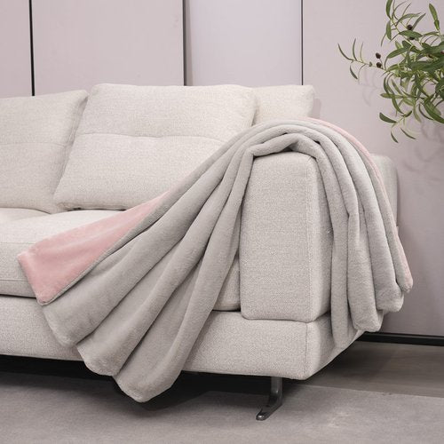 Mellowdy Faux Rabbit Fur Throw Blanket (Lotus Pink, 60x80) - Plush, Luxury, Silky, Fluffy Throw for Couch, Sofa, Bed, Loveseat, Home Decor