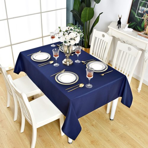 KAIPHO 2 Pack Navy Blue Rectangle Tablecloth Waterproof Stain Resistant Wrinkle Free Table Cloth 210GSM Polyester Wipeable Table Cover for Party, Banquet - Rectangular/Oblong, 60 x 102 inch (2 Pcs)