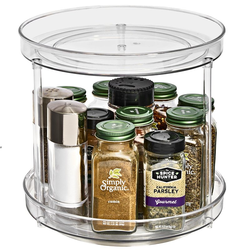Sorbus 9 Inch 2 Tier Clear Lazy Susan Organizer, Turntable Organizer for Spice Organization for Cabinet, Lazy Susan Turntable for Kitchen, Home, Office, Closet, Classroom, Laundry Room Organization