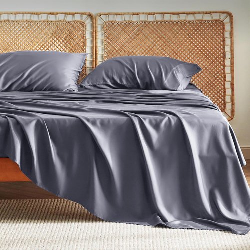 Bedsure California King Sheet Sets - Cooling Rayon Bamboo Sheets | Breathable, Soft & Deep Pocket, Dark Grey