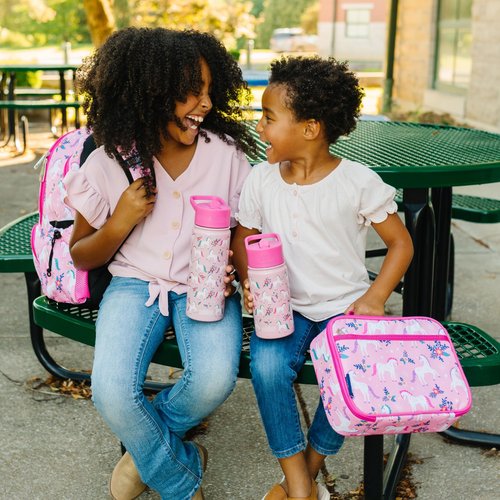 Wildkin 12-Inch Kids Backpack & Insulated Lunch Box Bag Bundle – Durable, Lightweight School & Travel Set for Kids - Magical Unicorns