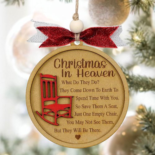 Christmas In Heaven | Memorial Ornaments for Loved Ones - Cherished Keepsake for Grandma, Grandpa, Mom, Dad