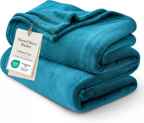 Bedsure GentleSoft Fleece Blanket - Cozy Travel Throw for Kids, 43x55 Inches, Teal Blue