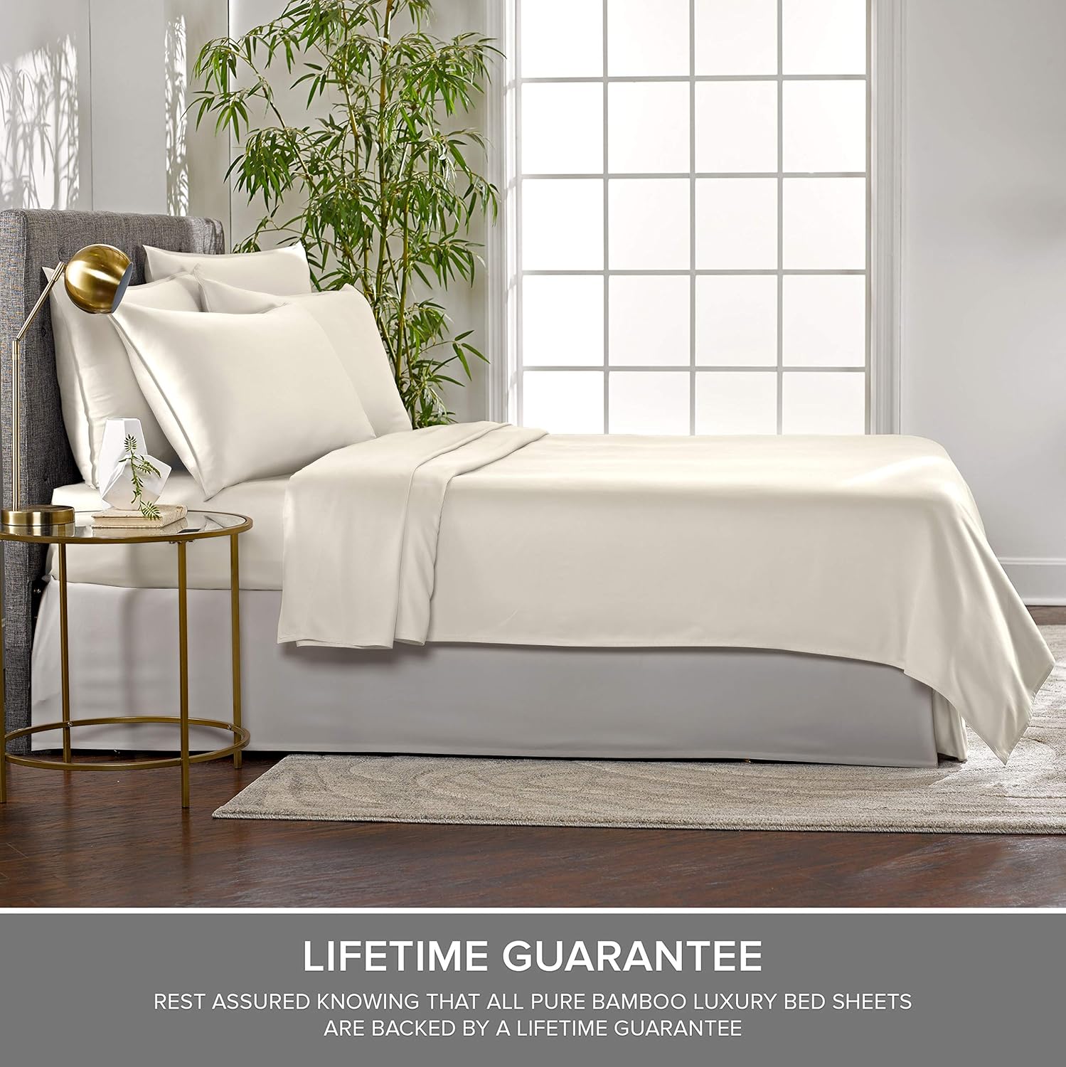 Pure Bamboo Twin XL Sheets - Luxuriously Soft 100% Organic Viscose Bed Sheet Set | Ivory Color, Double Stitching, 2-Year Quality Promise