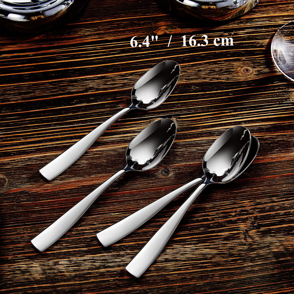 KEAWELL Premium 4-Piece Louis Spoon Set, 18/10 Stainless Steel, Squared Edge, Smooth Finish, Dishwasher Safe (6.4" Teaspoon)