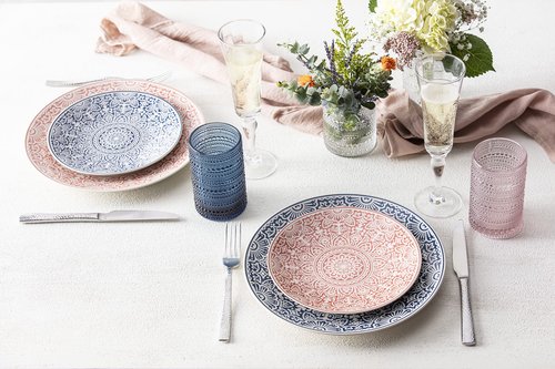 Fortessa Havana Vitrified China Coupe Rimless Plate 4 Pack, Blue, Dinner Plate, 10.75 Inche