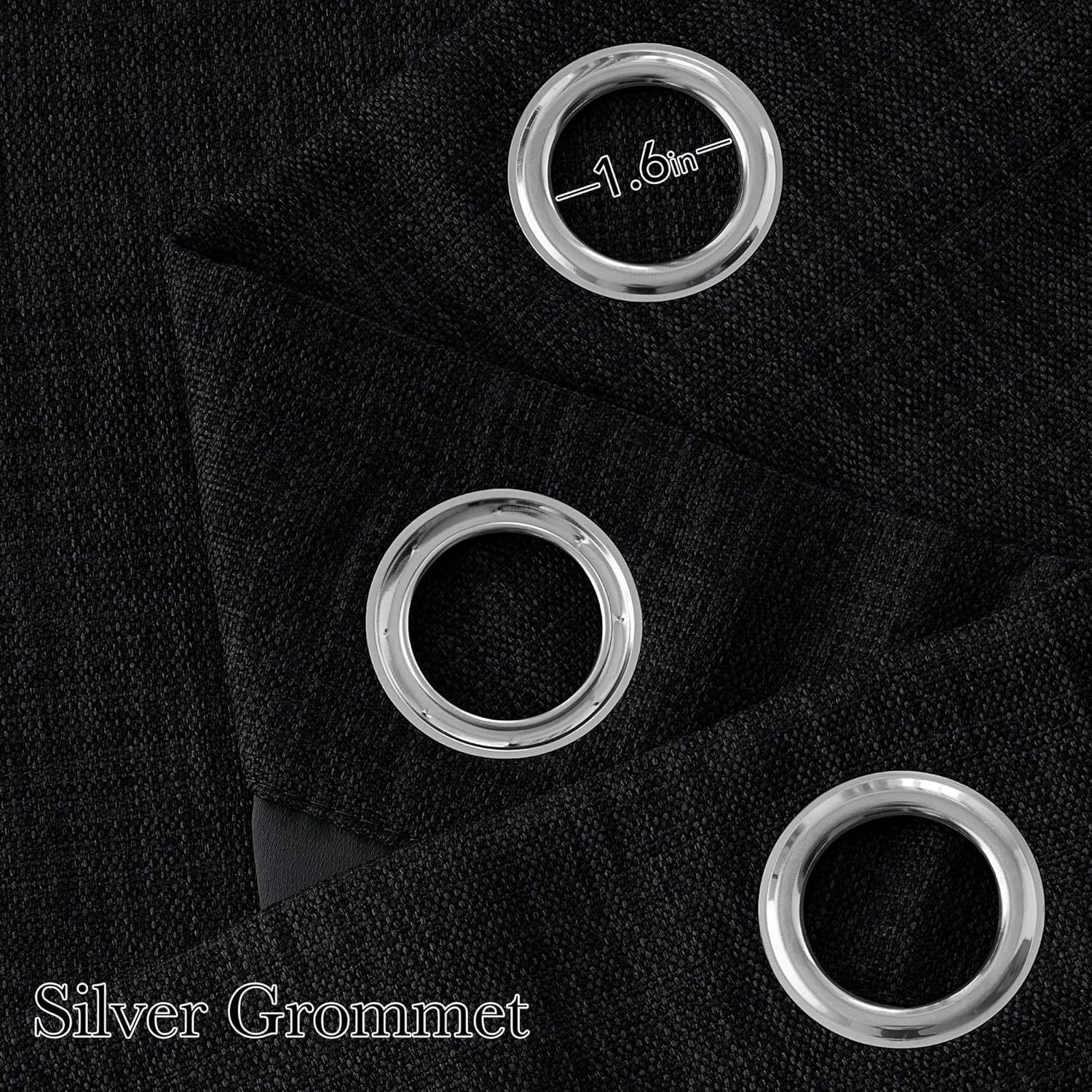 NICETOWN Black Faux Linen Blackout Curtains - 63-Inch Privacy Panels for Living Room & Bedroom | Easy Care Grommet Top, 2 Panels