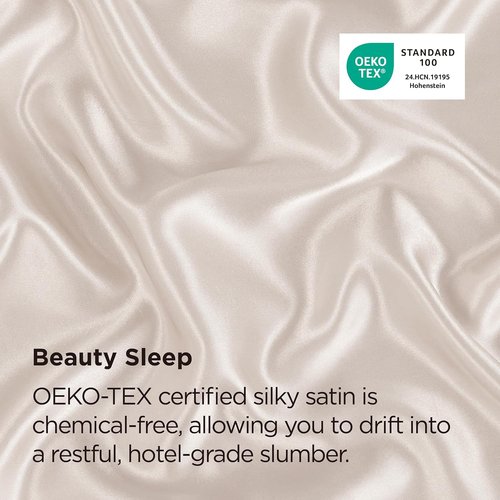 Bedsure Satin Pillowcase - Silky Soft Zippered Pillow Covers, Beige Standard Size, 20x26 Inches | Perfect Valentine's Day Gift