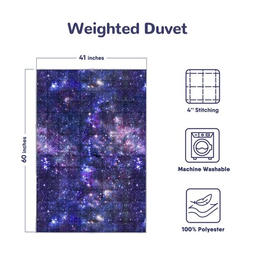 Solfres 10lbs Weighted Blanket, 41 x 60 Inches, Printing Heavy Blanket 10 Pounds for Children and Teens Ultra Soft and Cozy, Stars, Sensory Items, Universe Galaxy