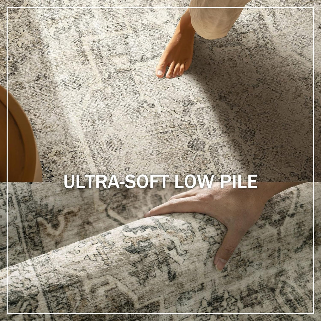 Skiennix Kitchen Runner Rug - Machine Washable, Non-Slip, Stain Resistant | 2'6"x8' Soft Carpet for Hallways, Entryways, and More